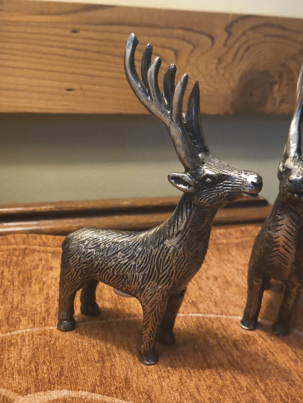 Rare Pottery Barn Silver Reindeer Salt & Pepper Shakers Stag/Deer